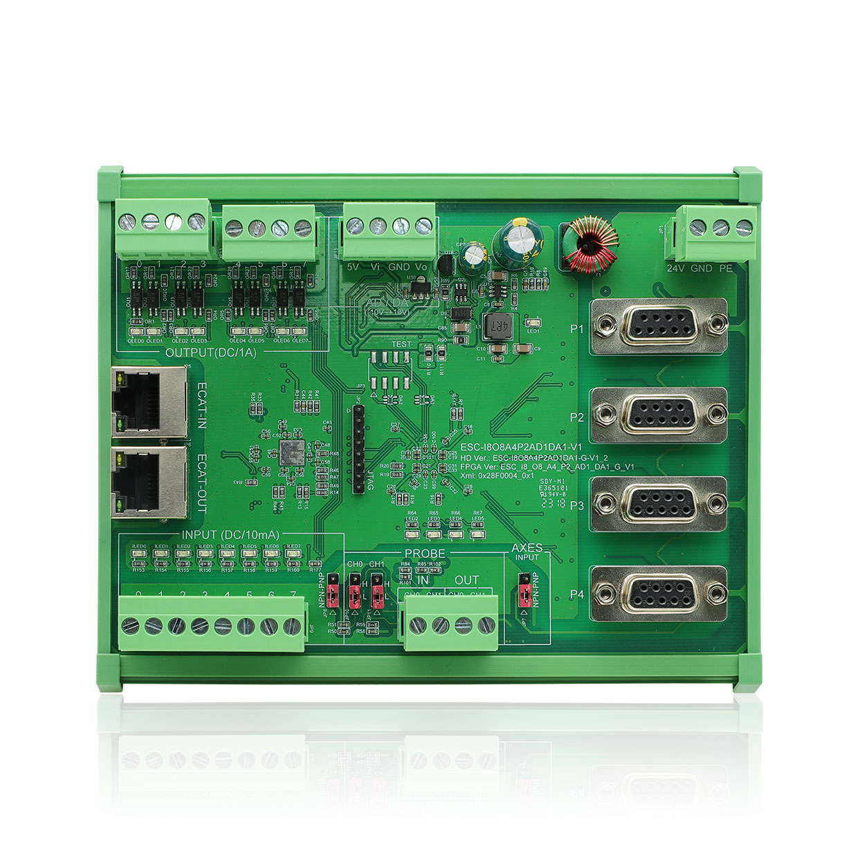 EtherCAT 多功能IO模塊（8輸入/8輸出/4軸/2探針/1 模擬量輸入/1 模擬量輸出）